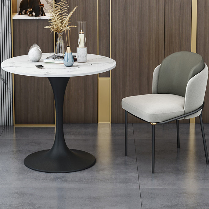 Modern Round Dining Table Sintered Stone Table with Tulip Base