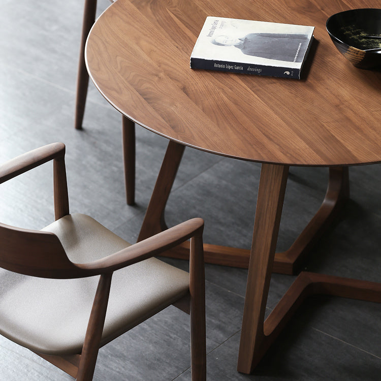 Modern Pine Wood Dining Table for Restaurant Round Table with Double Pedestal