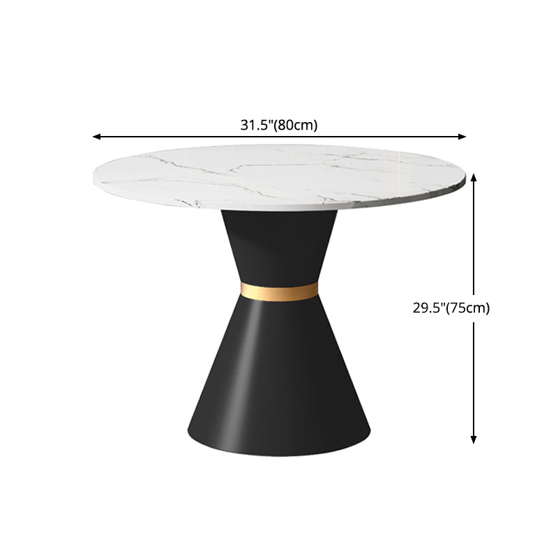 Traditional Luxury Dining Table Round White Top Pedestal Dining Table