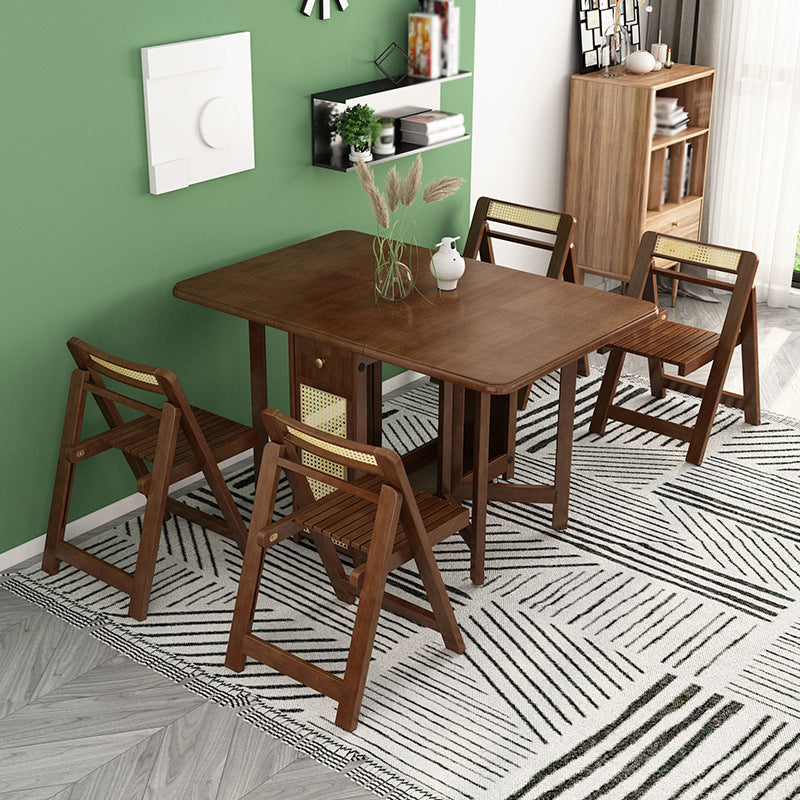 Mid-Century Folding Table Solid Wood Dining Site Table,51.2"L x 35.4"W x 29.5"H