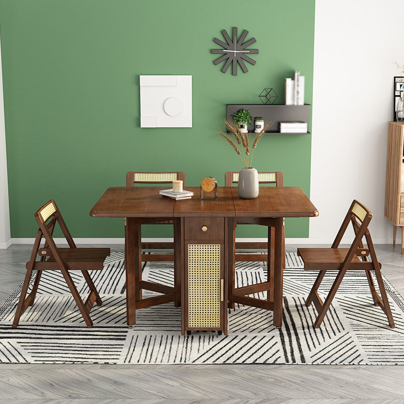 Mid-Century Folding Table Solid Wood Dining Site Table,51.2"L x 35.4"W x 29.5"H