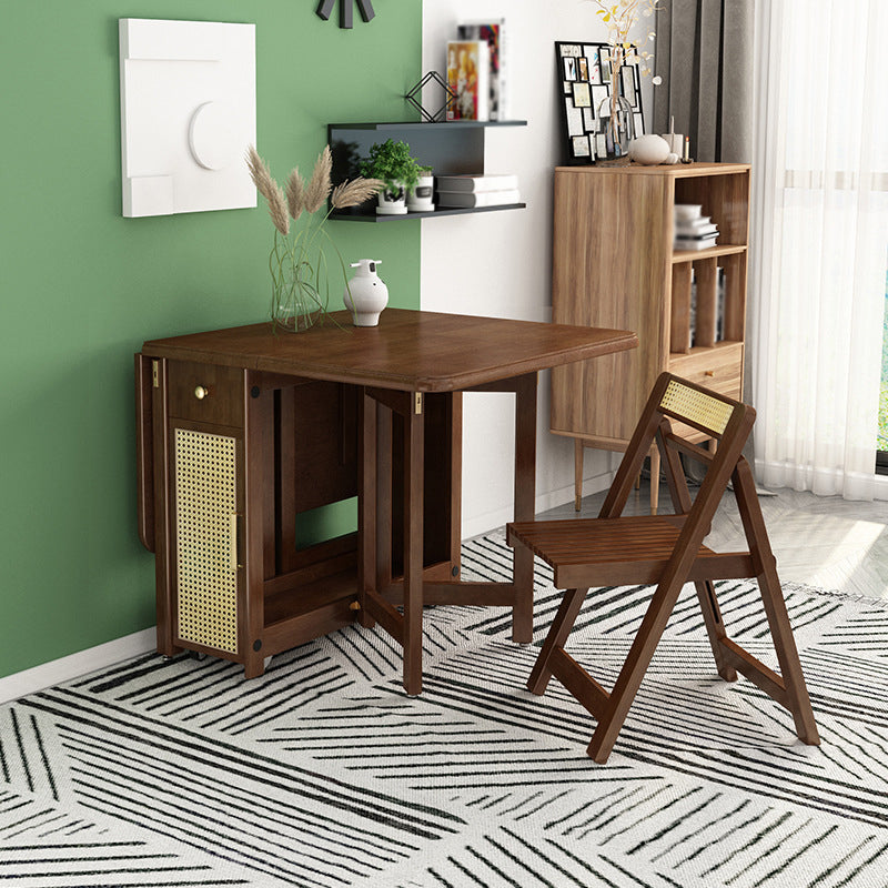 Mid-Century Folding Table Solid Wood Dining Site Table,51.2"L x 35.4"W x 29.5"H