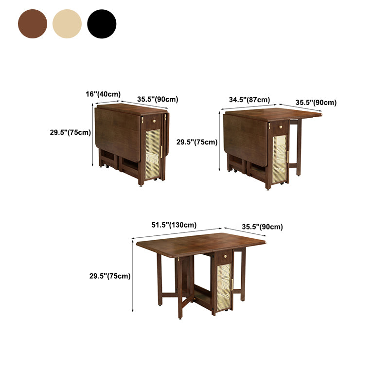 Mid-Century Folding Table Solid Wood Dining Site Table,51.2"L x 35.4"W x 29.5"H
