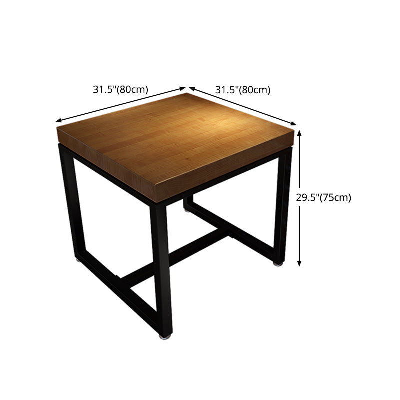 Solid Wood Dining Table Industrial Square Dining Table with Black Frame