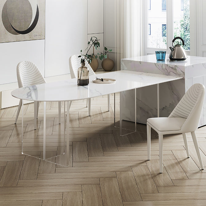 Sintered Stone Dining Table Modern Style Dining Table with Acrylic Base