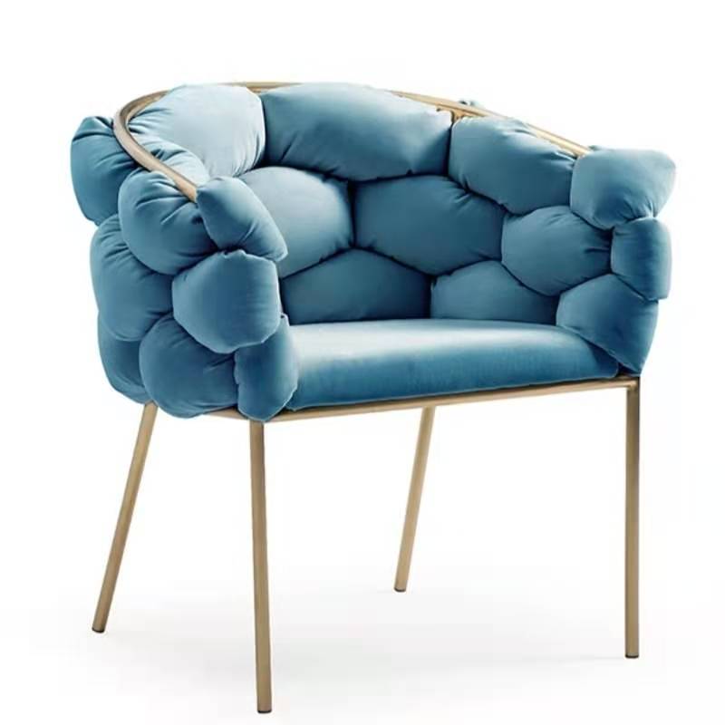 Glam Metal Dining Room Chair Velvet Dining Side Chair for Home Use