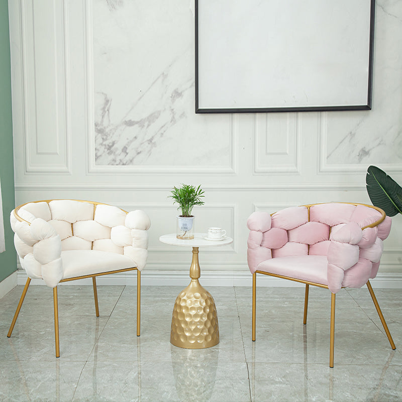 Glam Metal Dining Room Chair Velvet Dining Side Chair for Home Use