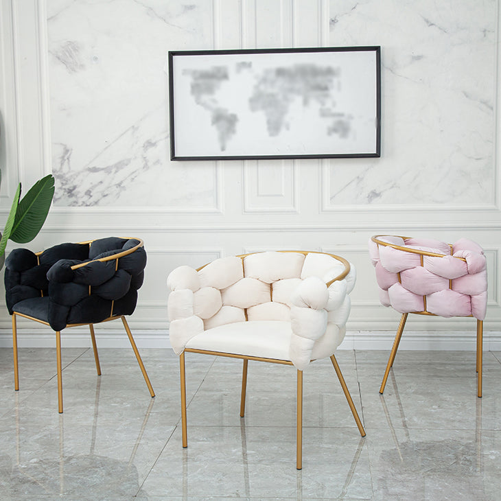 Glam Metal Dining Room Chair Velvet Dining Side Chair for Home Use