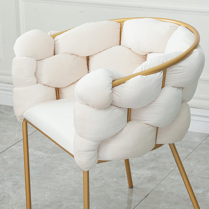 Glam Metal Dining Room Chair Velvet Dining Side Chair for Home Use