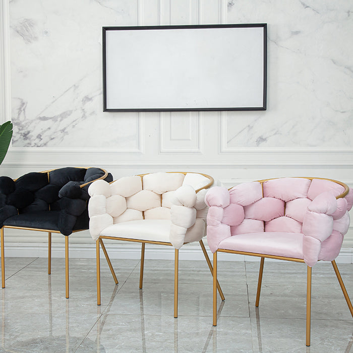 Glam Metal Dining Room Chair Velvet Dining Side Chair for Home Use