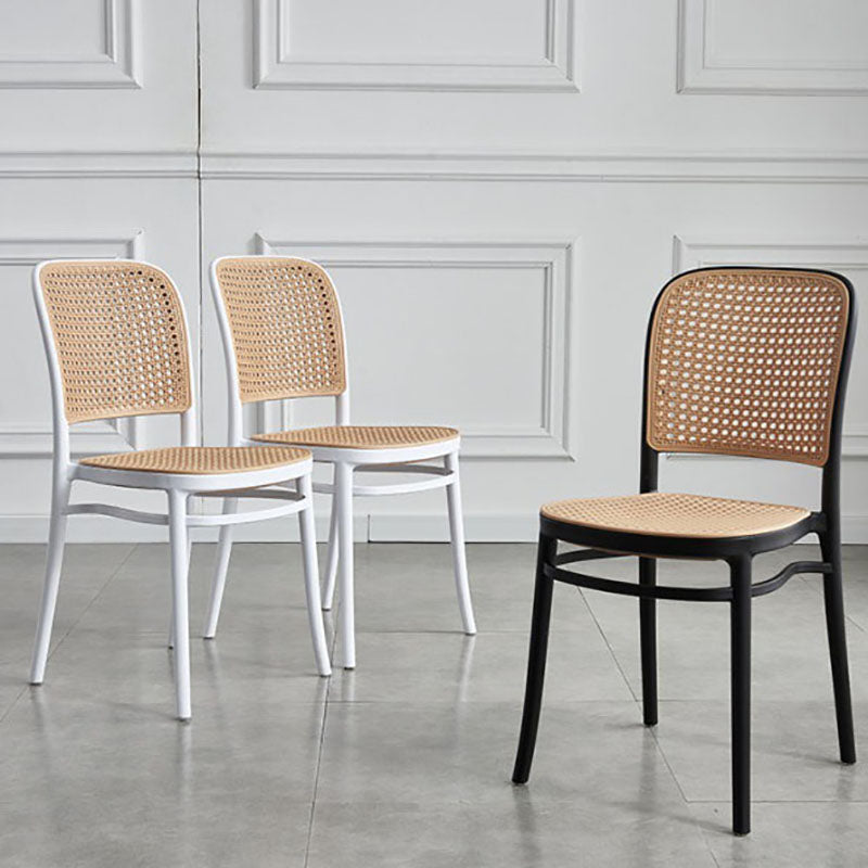 Contemporary Dining Side Chairs Matte Finish Plastic Open Back Chair