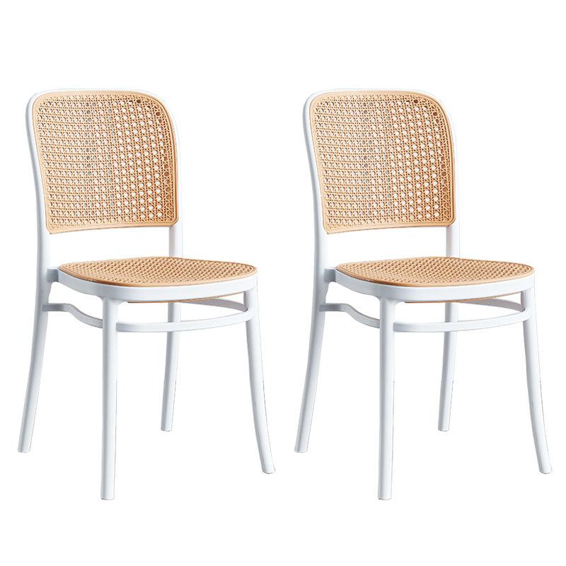 Contemporary Dining Side Chairs Matte Finish Plastic Open Back Chair