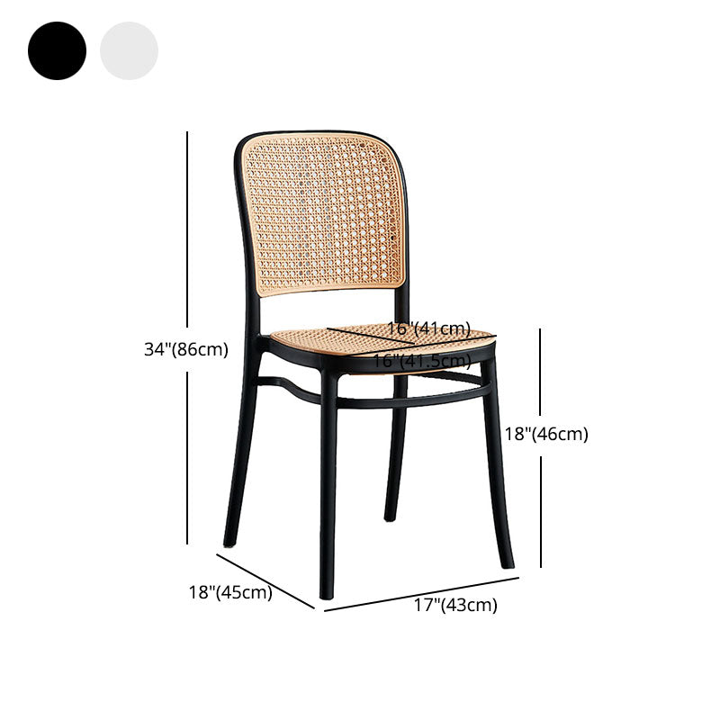 Contemporary Dining Side Chairs Matte Finish Plastic Open Back Chair