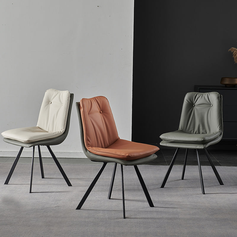 Leather Dining Side Chair Industrial Design Armless Solid Back Chairs