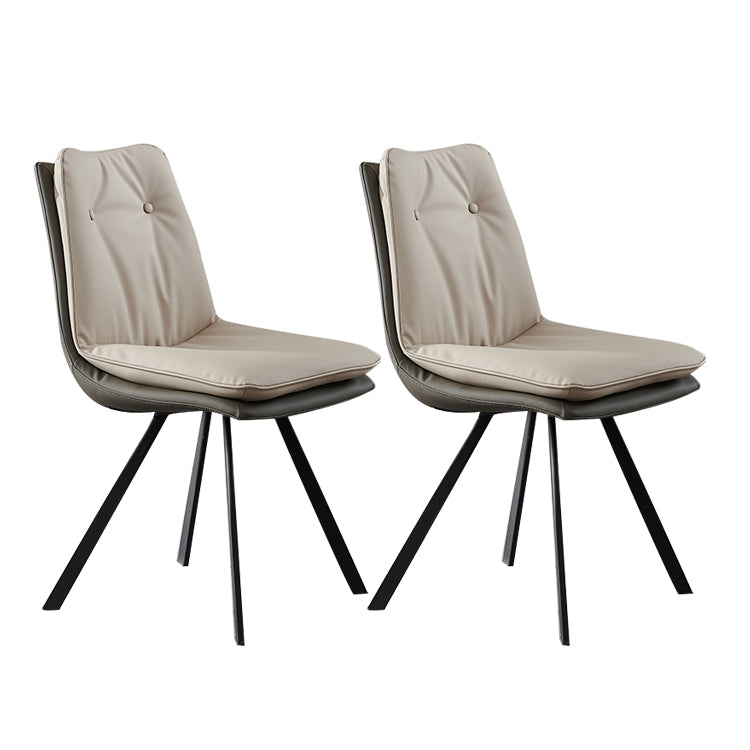 Leather Dining Side Chair Industrial Design Armless Solid Back Chairs