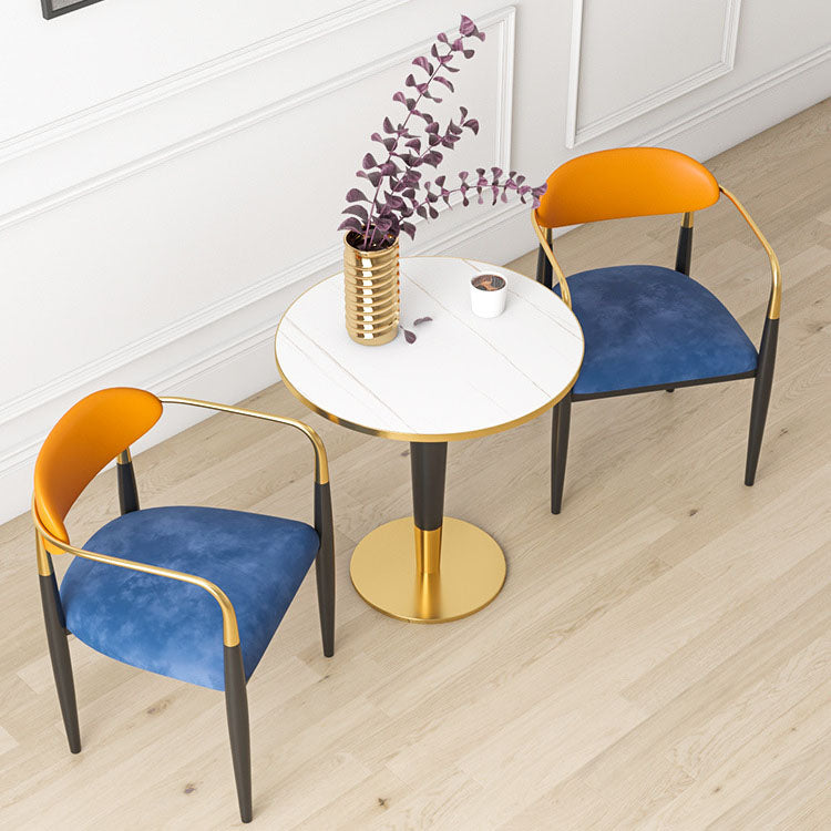 Contemporary Restaurant Upholstered Arm Chair Open Back Dining Chair