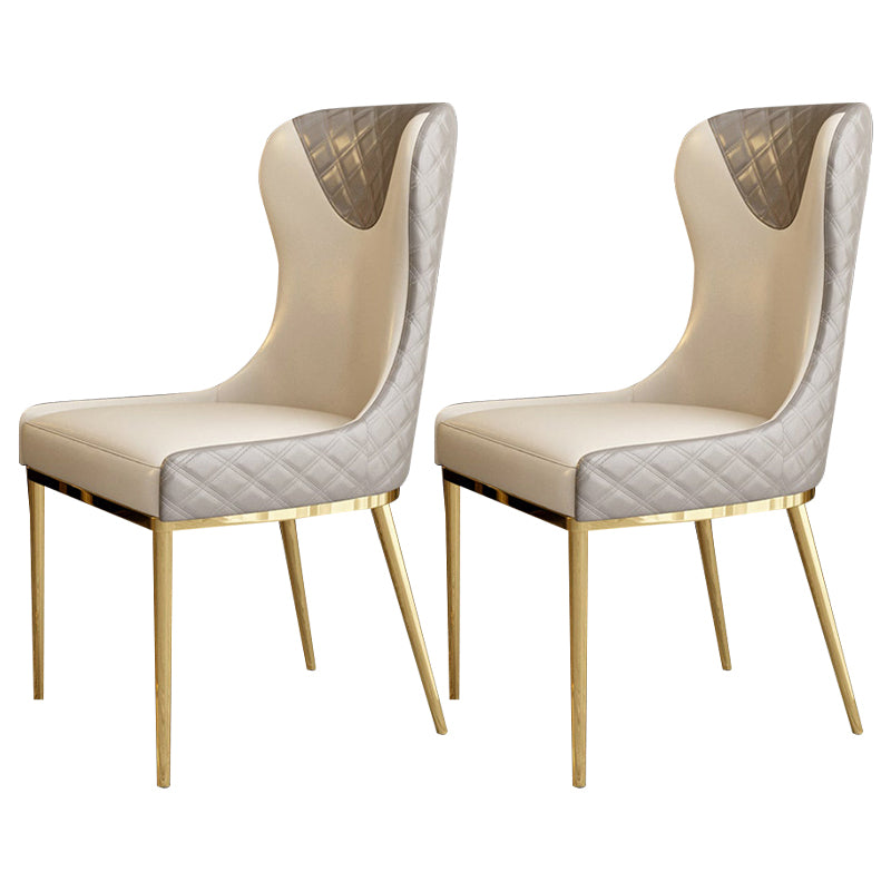 Glam Indoor Dining Chair Wingback Dining Room Chair with Metal Legs