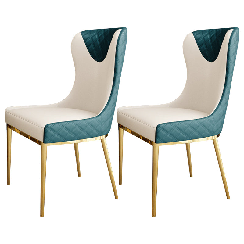 Glam Indoor Dining Chair Wingback Dining Room Chair with Metal Legs