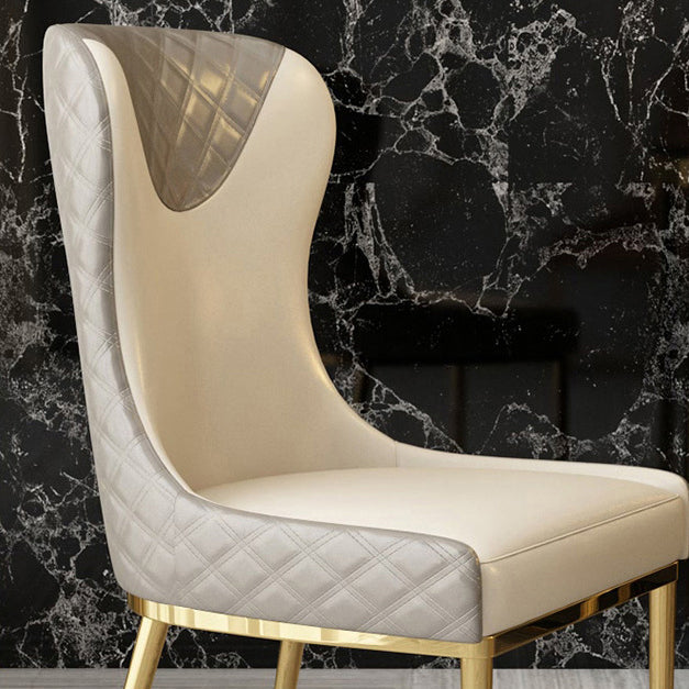 Glam Indoor Dining Chair Wingback Dining Room Chair with Metal Legs