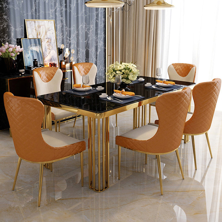 Glam Indoor Dining Chair Wingback Dining Room Chair with Metal Legs