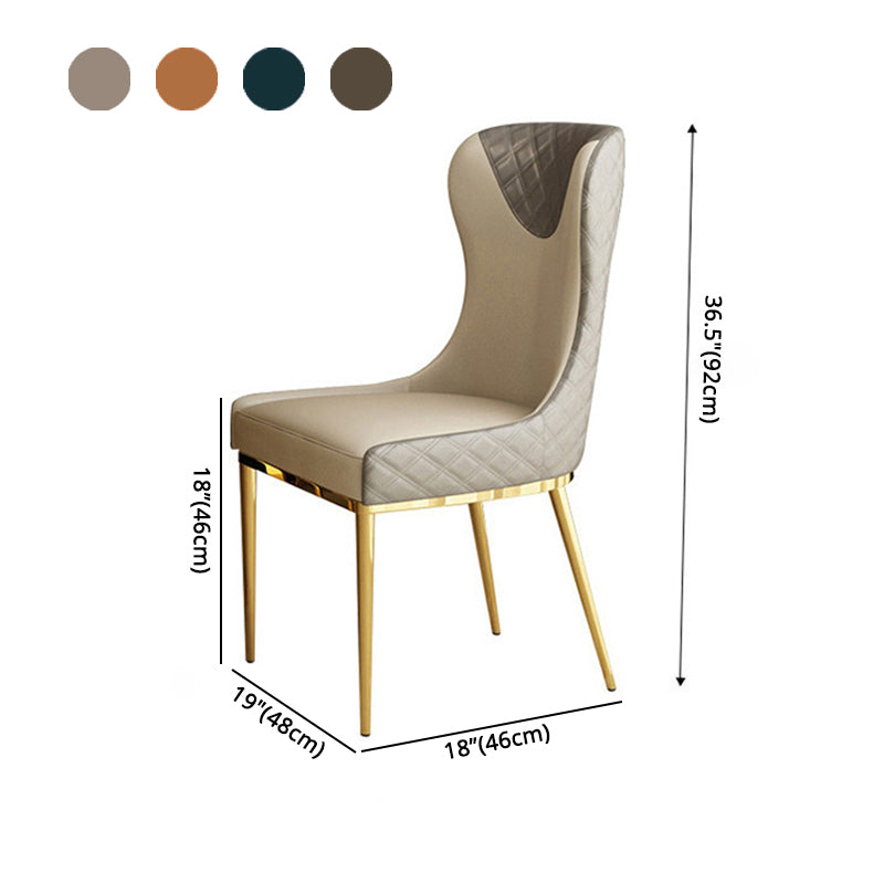 Glam Indoor Dining Chair Wingback Dining Room Chair with Metal Legs
