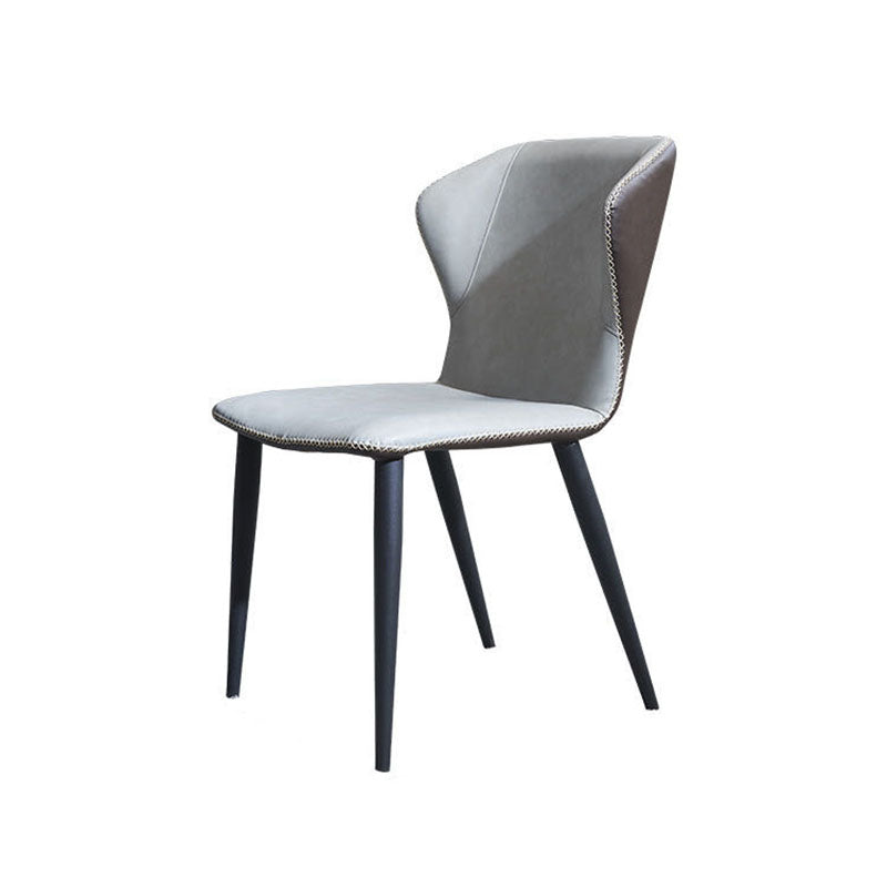 Contemporary Dining Side Chair Matte Finish Leather Curved Wingback Armless Chair
