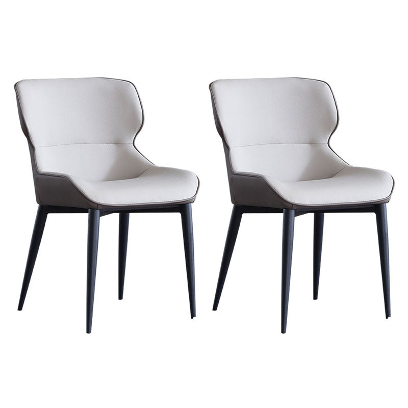 Contemporary Dining Sloped Arm Chair Matte Finish Leather Curved Parsons Chair