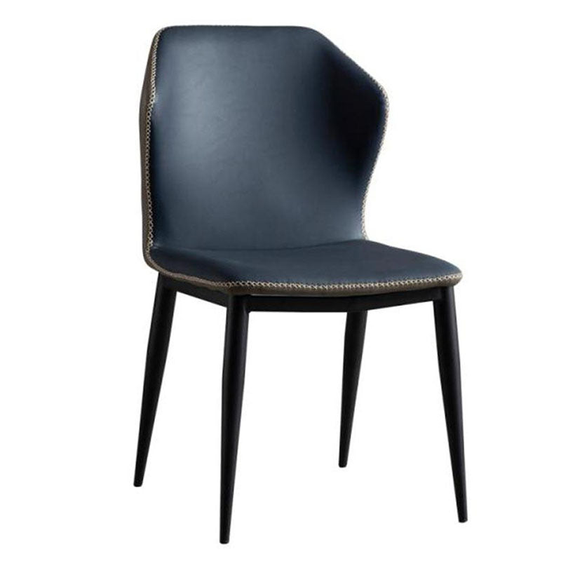 Contemporary Dining Armless Chairs Matte Finish Leather Curved Wingback Side Chair