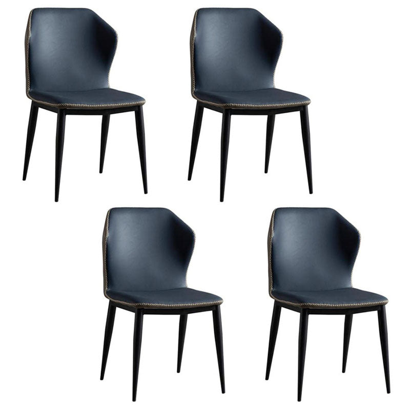 Contemporary Dining Armless Chairs Matte Finish Leather Curved Wingback Side Chair