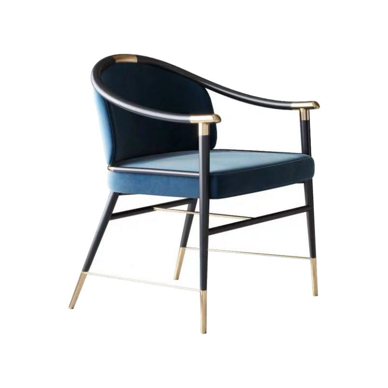 Nordic Style Velvet Dining Chair Metal Dining Arm Chairs for Restaurant Use