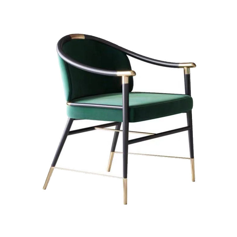 Nordic Style Velvet Dining Chair Metal Dining Arm Chairs for Restaurant Use