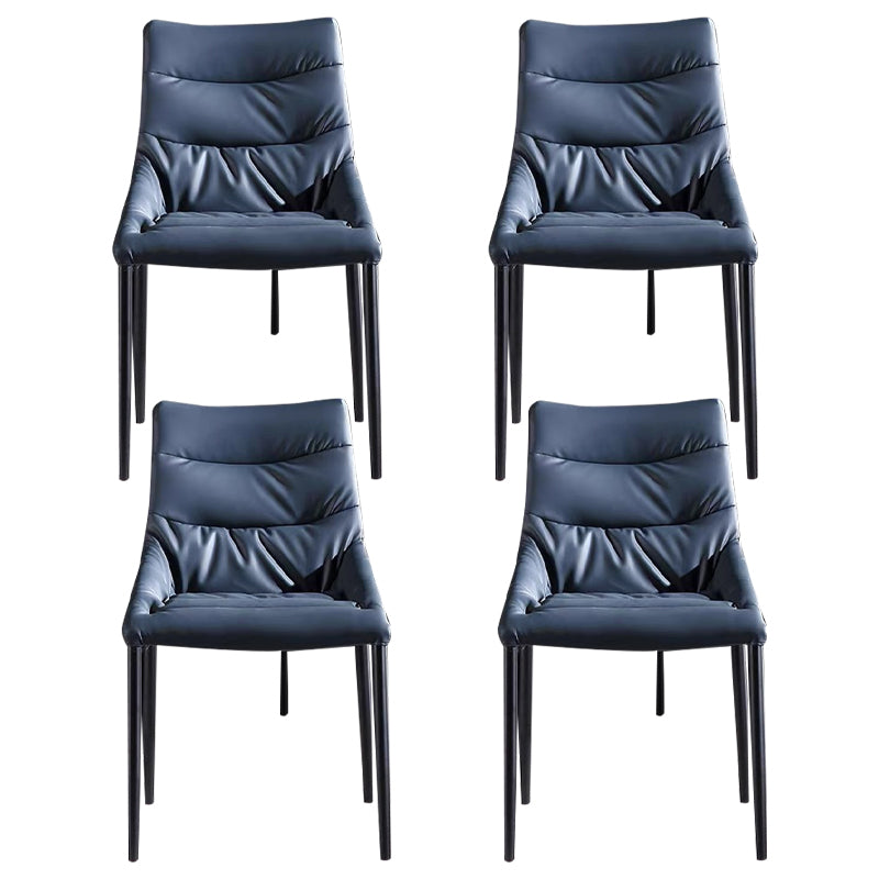 Contemporary Sloped Arm Chair Matte Finish Leather Curved Parsons Chair