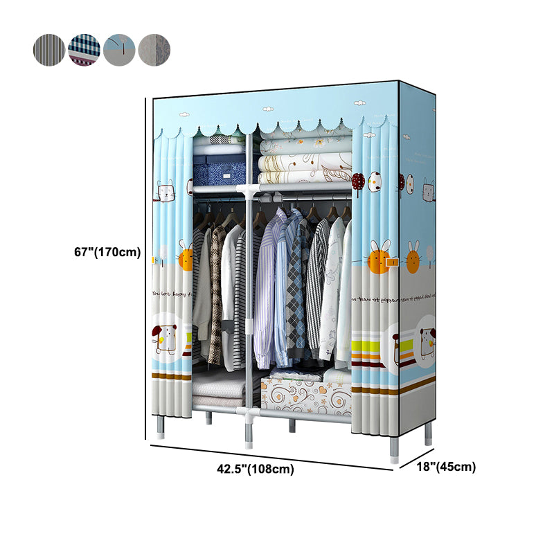 Modern Style Home Wardrobe Armoire Steel Frame Wardrobe Cabinet