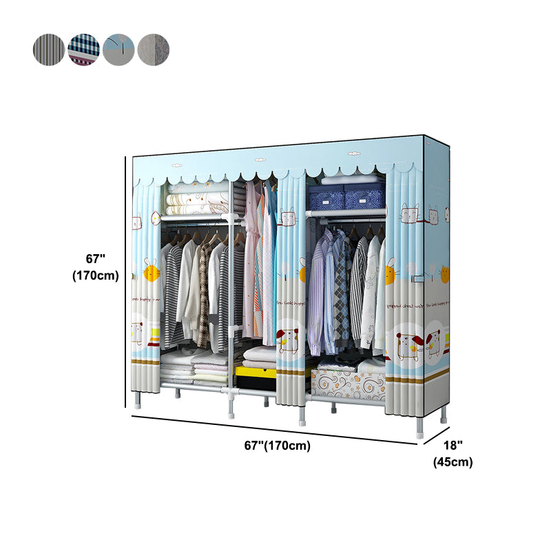 Modern Style Home Wardrobe Armoire Steel Frame Wardrobe Cabinet