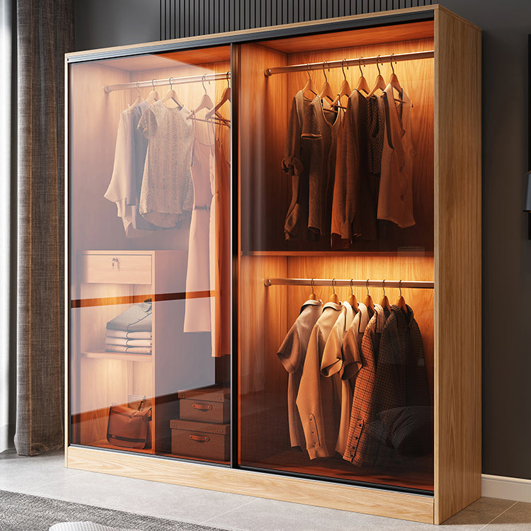 Clear Glass Door Storage Cabinet Modern Sliding Door Wardrobe for Home