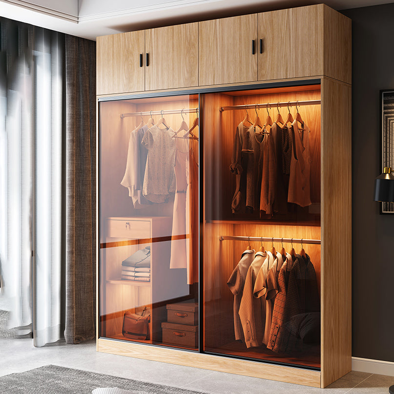 Clear Glass Door Storage Cabinet Modern Sliding Door Wardrobe for Home