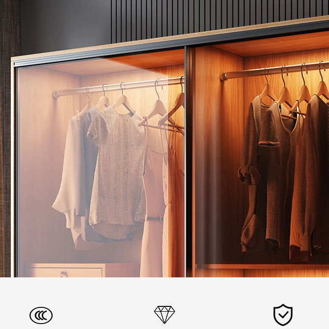 Clear Glass Door Storage Cabinet Modern Sliding Door Wardrobe for Home