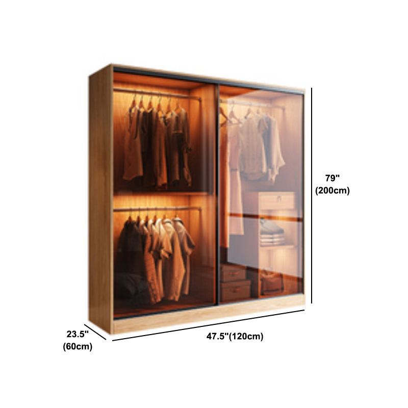 Clear Glass Door Storage Cabinet Modern Sliding Door Wardrobe for Home