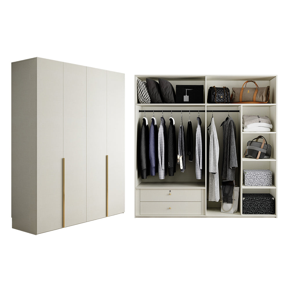 Engineered Wood Wardrobe Armoire Modern White Wardrobe for Bedroom