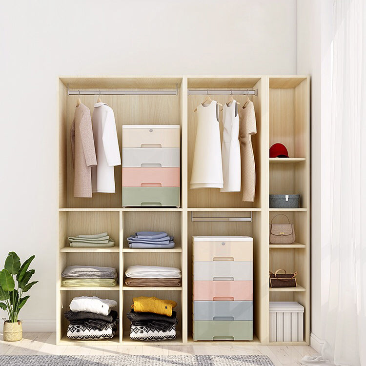 Contemporary Plastic Storage Cabinet With Drawer Non-Hanging Armoire