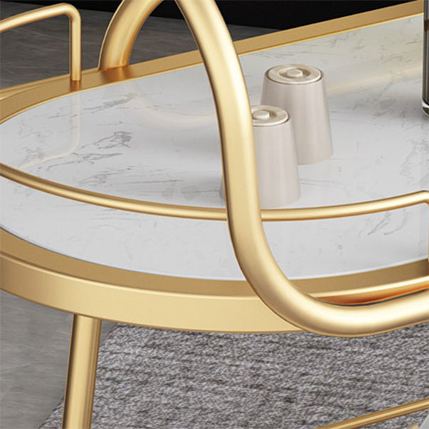 Contemporary Oval Metal Prep Table 32.28"H Rolling Prep Table for Dining Room
