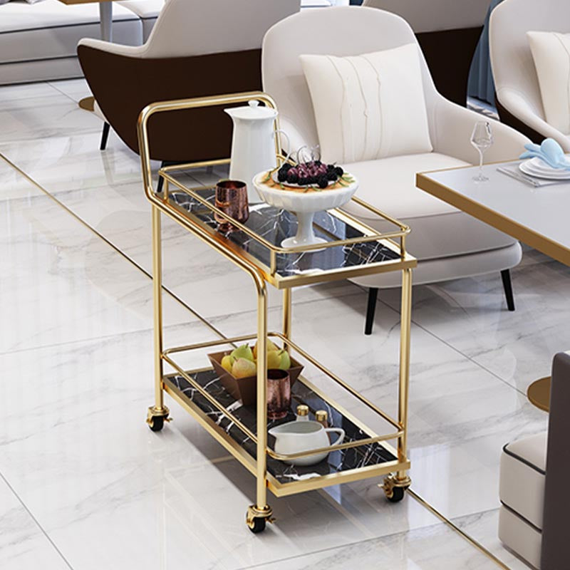 Contemporary Metal Prep Table 33.86"H Rolling Prep Table for Dining Room