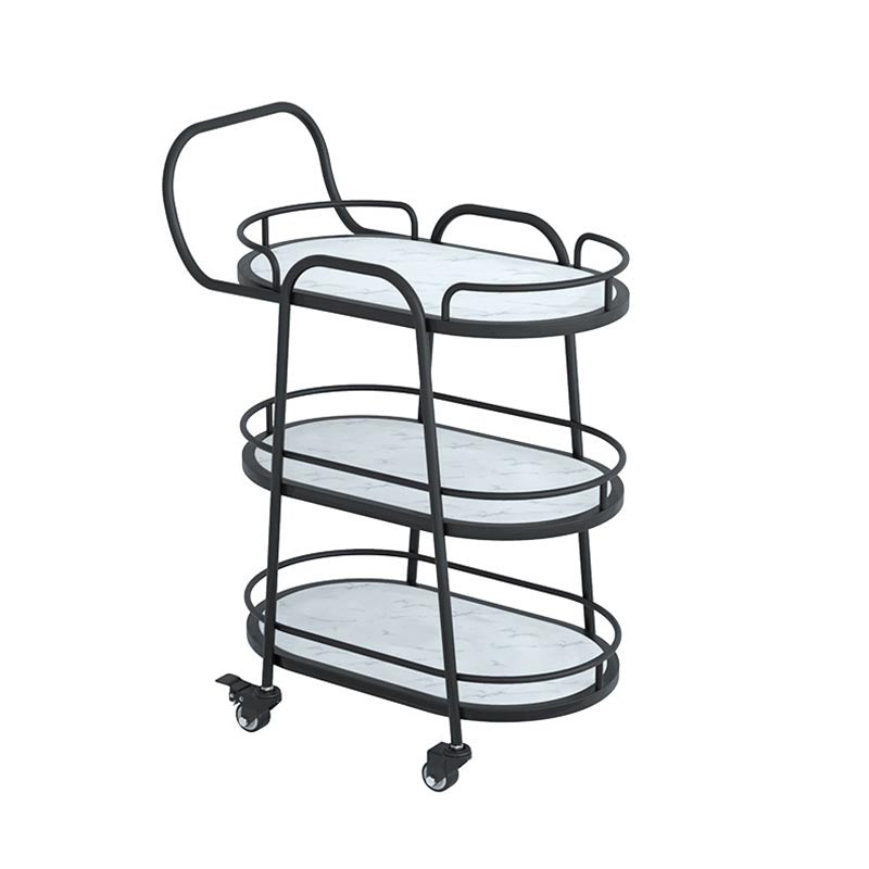 33.46" High Rolling Modern Prep Table Metal Prep Table for Dining Room