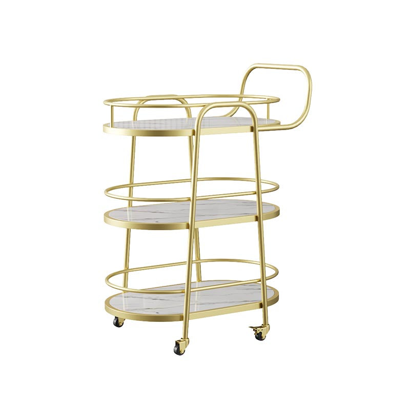 32.68" High Rolling Modern Prep Table Metal Prep Table for Dining Room