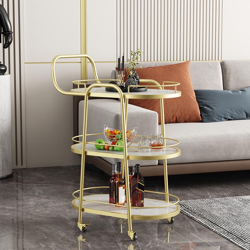 32.68" High Rolling Modern Prep Table Metal Prep Table for Dining Room