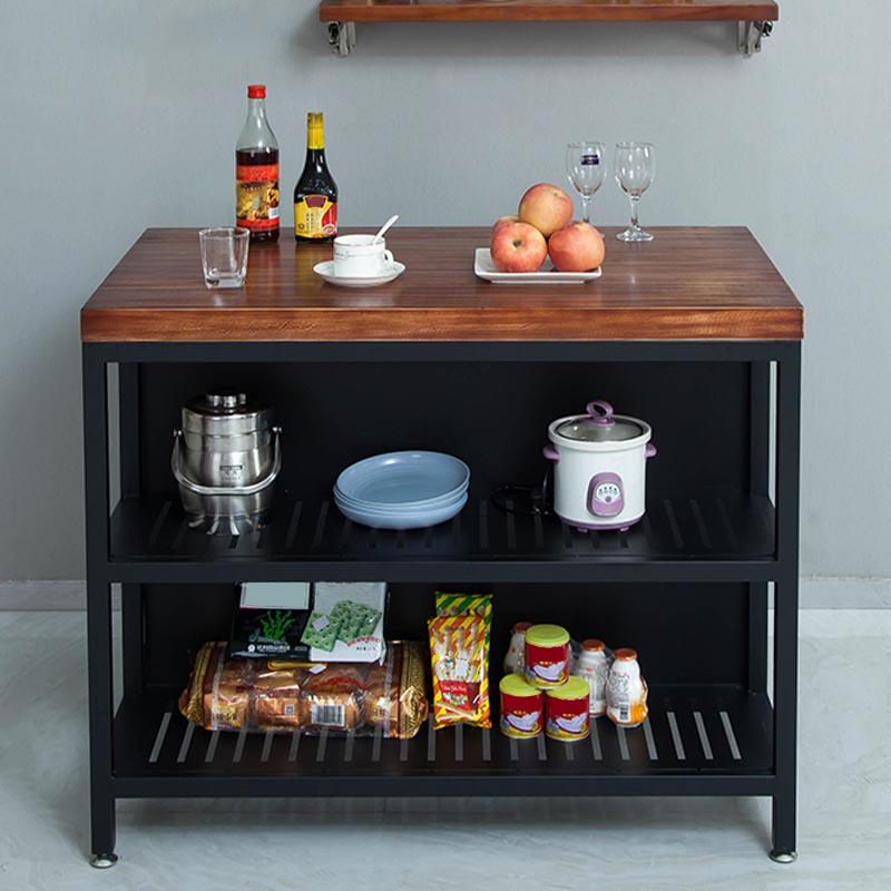 Industrial Stationary Kitchen Island table Metal Rectangular Kitchen Island Cart