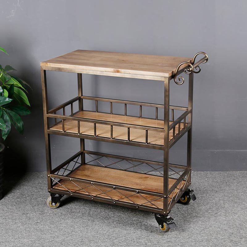 Contemporary Wood Kitchen Island Table Stationary Kitchen Island Table with Open Storage