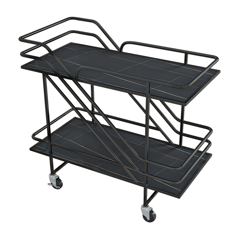 Contemporary Metal Prep Table 32.68"H Rolling Prep Table for Dining Room