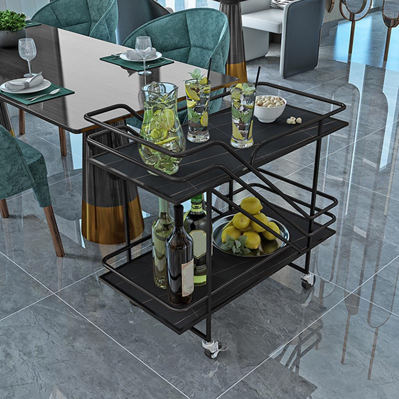 Contemporary Metal Prep Table 32.68"H Rolling Prep Table for Dining Room