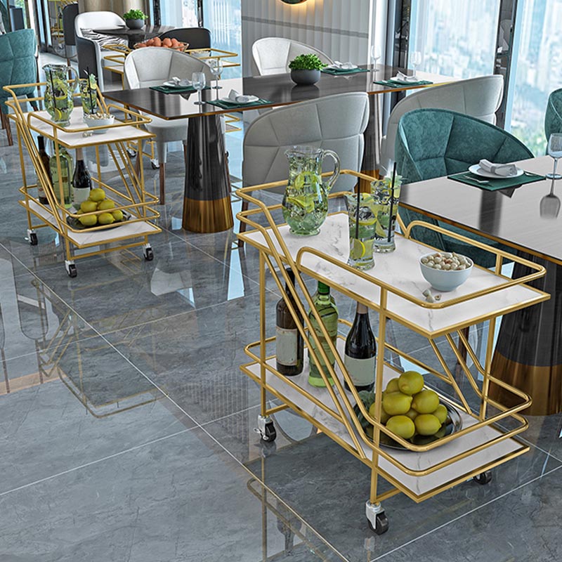 Contemporary Metal Prep Table 32.68"H Rolling Prep Table for Dining Room